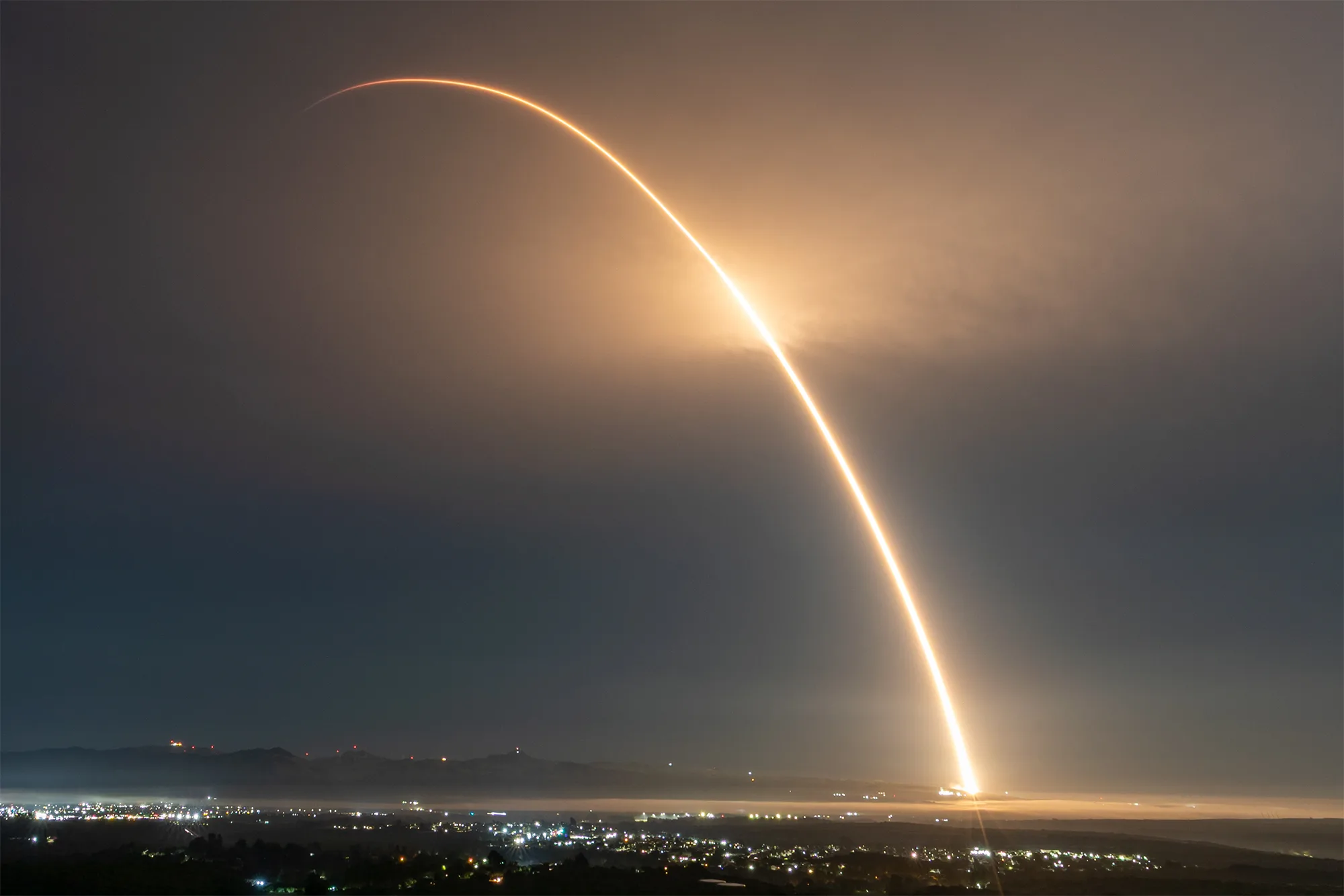 Transporter-16 launch streak over Vandenberg carrying Phobos