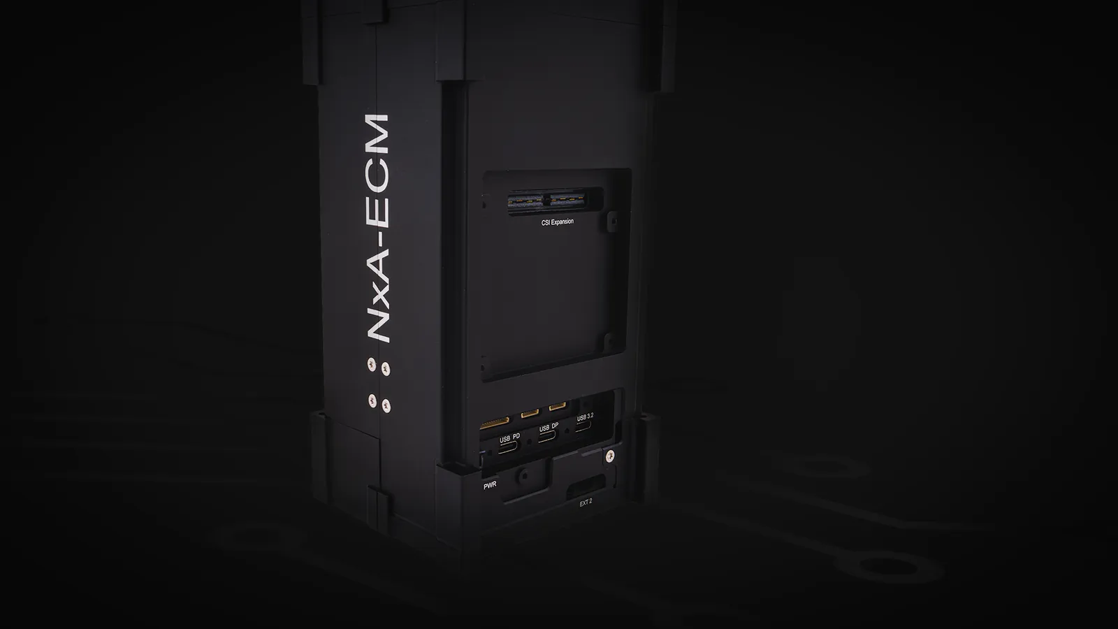 NxA-ECM standing on end, I/O plate view
