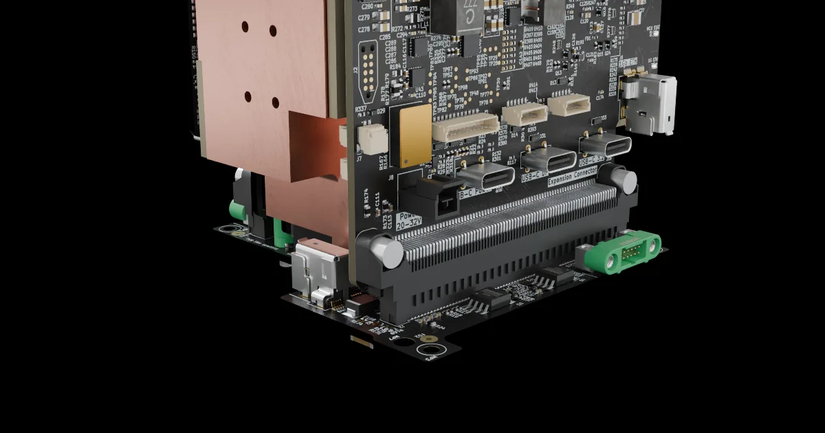 NxA-ECM compute card I/O edge with connectors