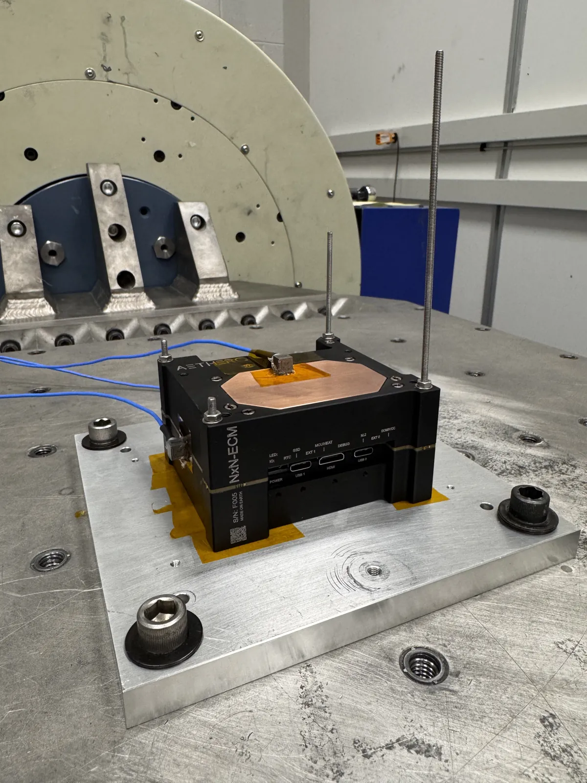 NxN-ECM fixtured on an electrodynamic shaker