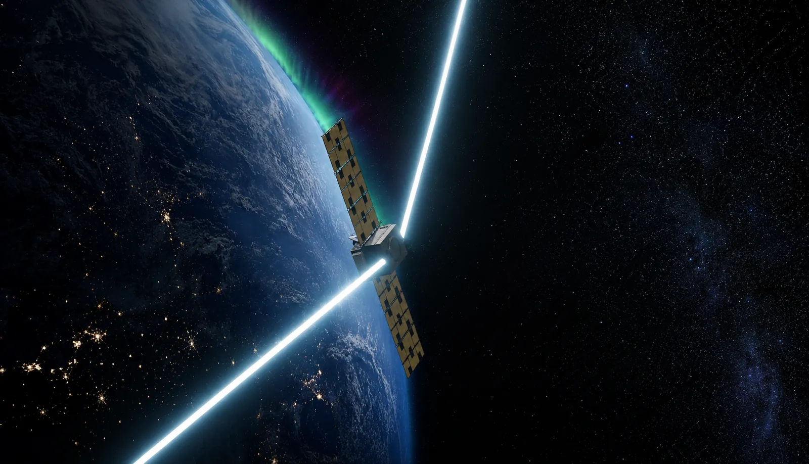 Titan-class spacecraft with optical links, illustrating the Star Catcher power-beaming agreement
